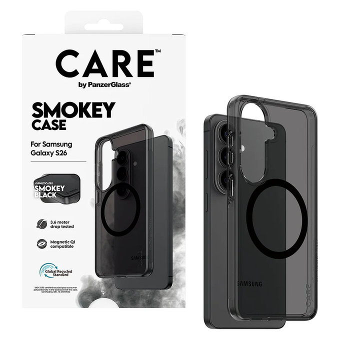Case Smokey with Black QI for Samsung Galaxy S26, Black, PanzerGlass