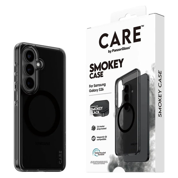 Case Smokey with Black QI for Samsung Galaxy S26, Black, PanzerGlass