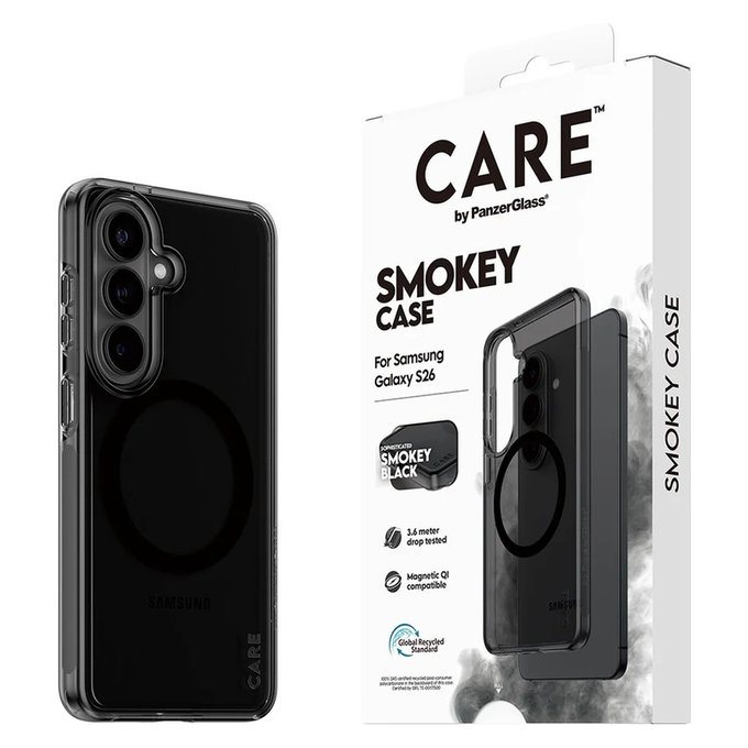Case Smokey with Black QI for Samsung Galaxy S26, Black, PanzerGlass