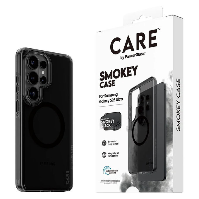 Case Smokey with Black QI for Samsung Galaxy S26 Ultra, Black, PanzerGlass