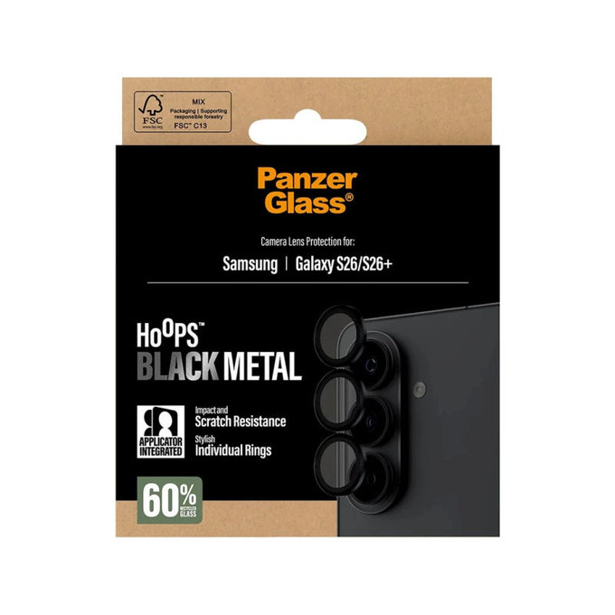 Hoops Camera Lens Protector for Samsung S26/S26+, Black, PanzerGlass