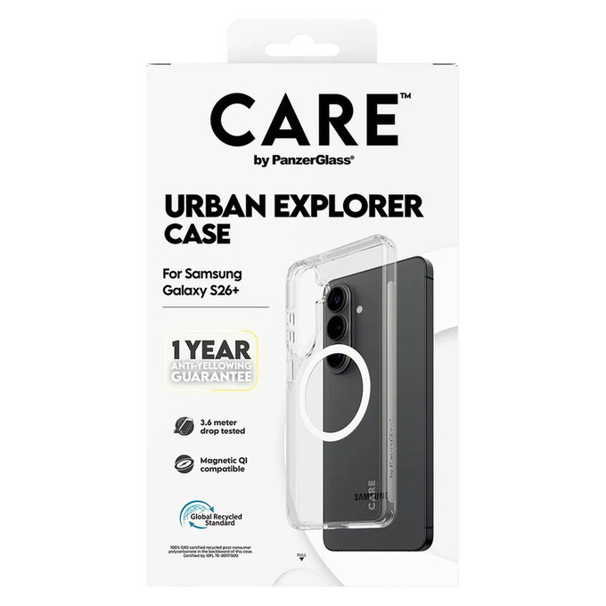 Case Urban Explorer with White QI for Samsung Galaxy S26+, Transparent, PanzerGlass