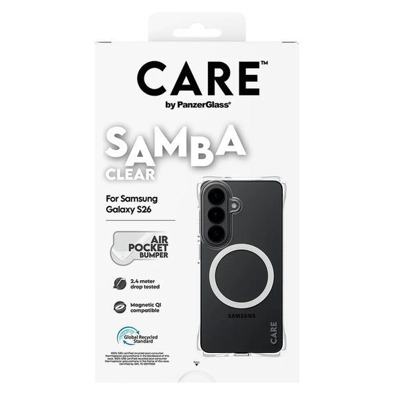 Case Samba with White QI for Samsung Galaxy S26, Transparent, PanzerGlass