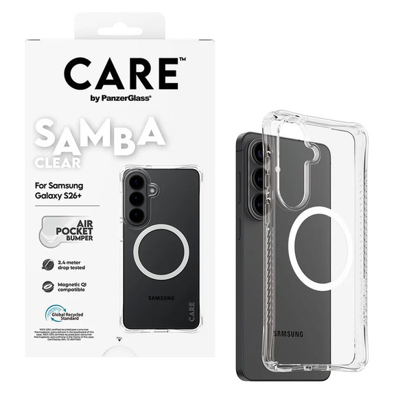 Case Samba with White QI for Samsung Galaxy S26+, Transparent, PanzerGlass