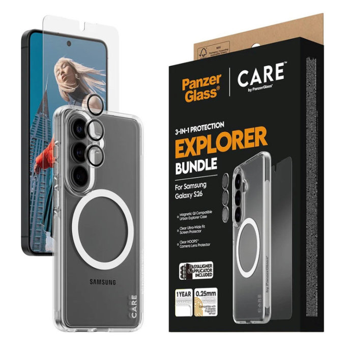 Bundle 3-in-1 Explorer for Samsung S26, PanzerGlass