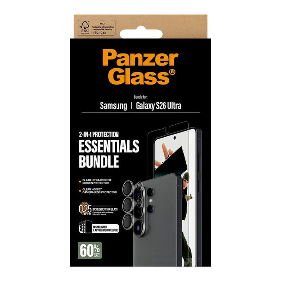 Bundle Essentials 2-in-1 for Samsung S26 Ultra, PanzerGlass