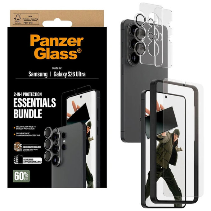 Bundle Essentials 2-in-1 for Samsung S26 Ultra, PanzerGlass