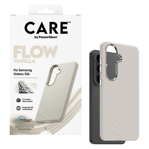 Case FLOW with QI for Samsung Galaxy S26, Vanilla, PanzerGlass