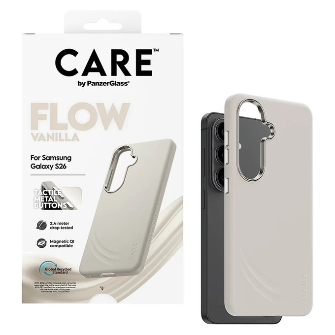 Case FLOW with QI for Samsung Galaxy S26, Vanilla, PanzerGlass