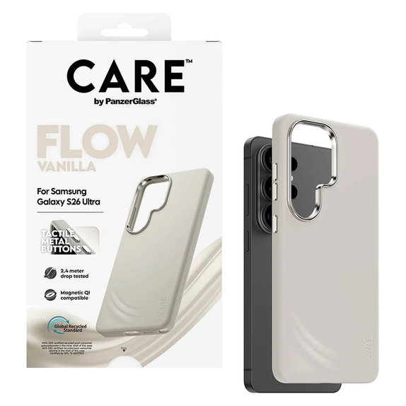 Case FLOW with QI for Samsung Galaxy S26 Ultra, Vanilla, PanzerGlass