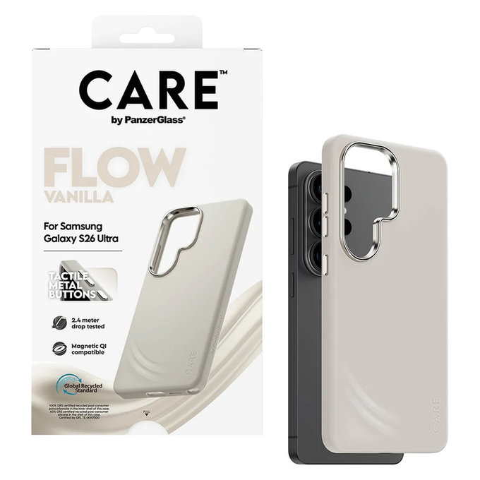 Case FLOW with QI for Samsung Galaxy S26 Ultra, Vanilla, PanzerGlass