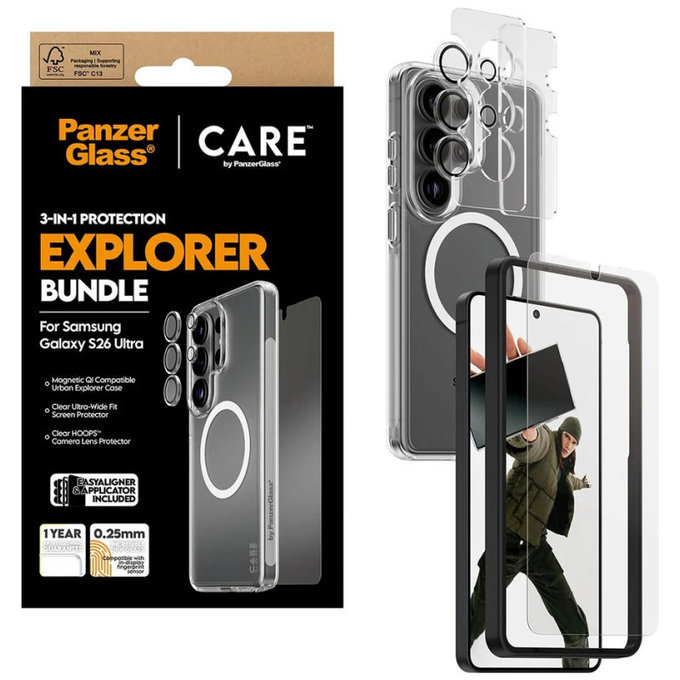 Bundle 3-in-1 Explorer for Samsung S26 Ultra, PanzerGlass