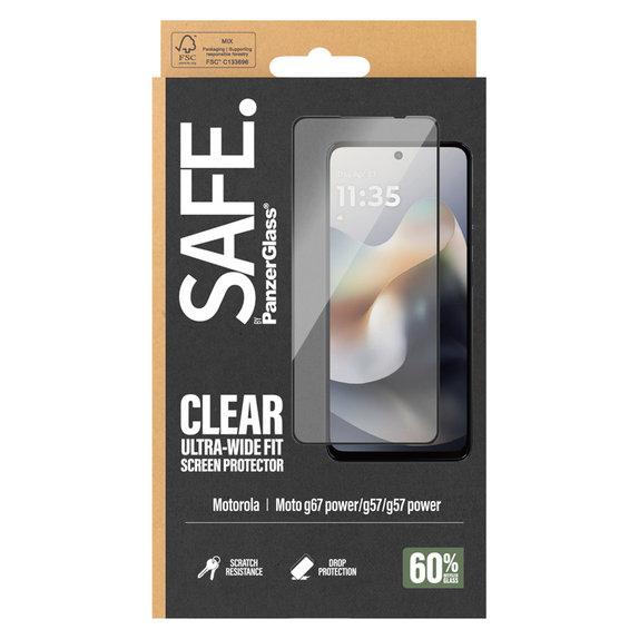 Tempered Glass UWF for Motorola Moto G57 Power 5G, Black, SAFE by PanzerGlass