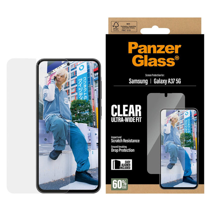 PanzerGlass - UWF Tempered Glass with Applicator for Samsung Galaxy A37, clear