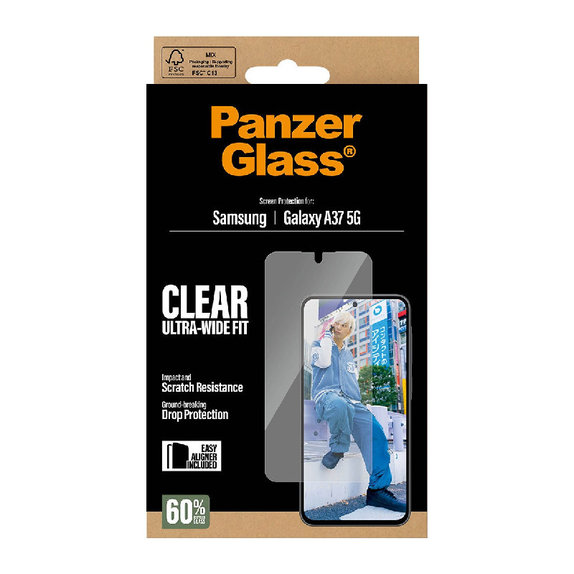 PanzerGlass - UWF Tempered Glass with Applicator for Samsung Galaxy A37, clear