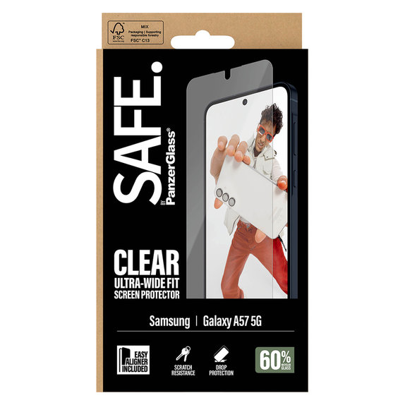 Tempered Glass UWF with Applicator for Samsung Galaxy A57, Clear, SAFE by PanzerGlass