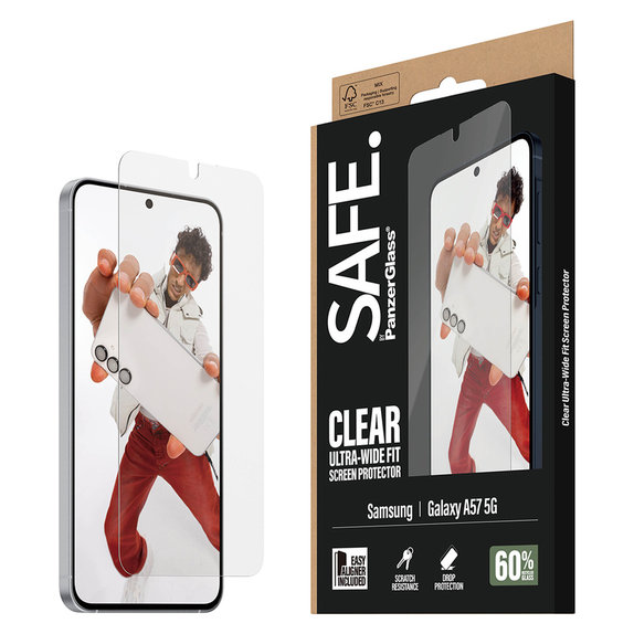 Tempered Glass UWF with Applicator for Samsung Galaxy A57, Clear, SAFE by PanzerGlass