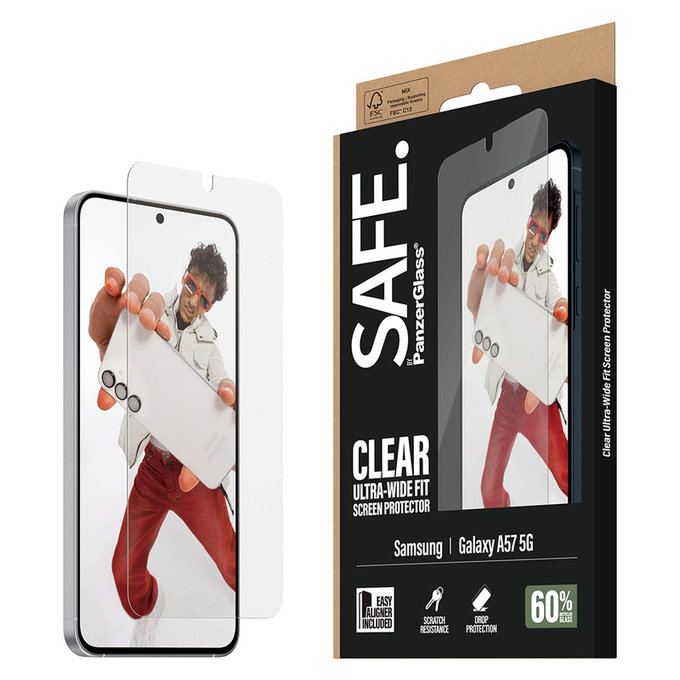 Tempered Glass UWF with Applicator for Samsung Galaxy A57, Clear, SAFE by PanzerGlass