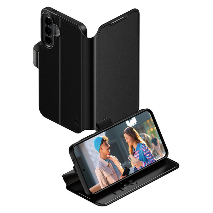 Case Wallet Kickstand for Samsung Galaxy A57, Black, PanzerGlass