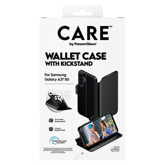 Case Wallet Kickstand for Samsung Galaxy A37, Black, PanzerGlass