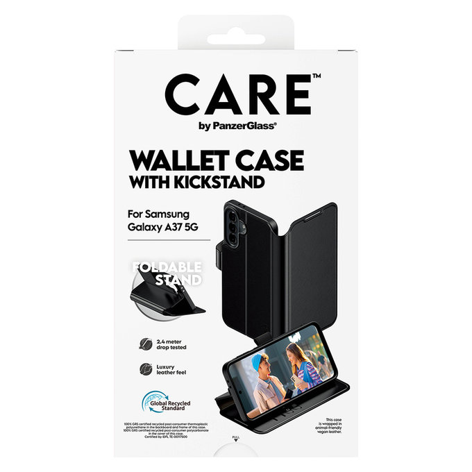 Case Wallet Kickstand for Samsung Galaxy A37, Black, PanzerGlass