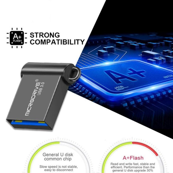 Metal USB flash drive 64 GB, USB 3.0, silver