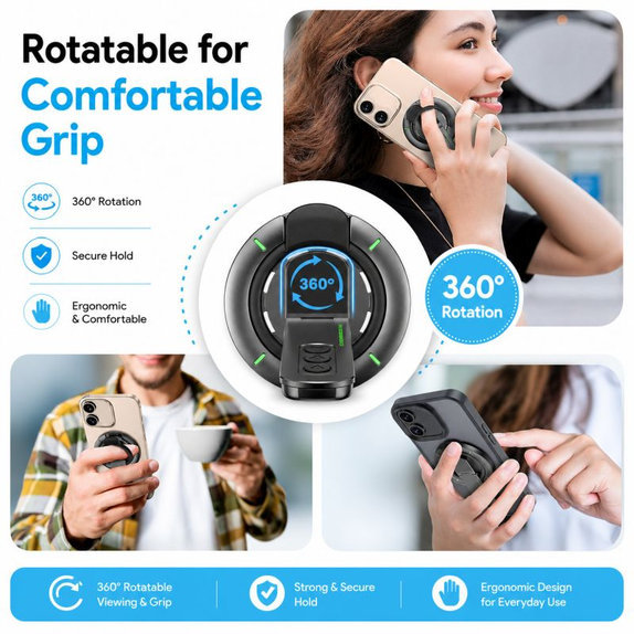 Magnetic Phone Holder with Stand, Compatible with MagSafe, Black