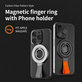Magnetic phone holder with lanyard, black-orange