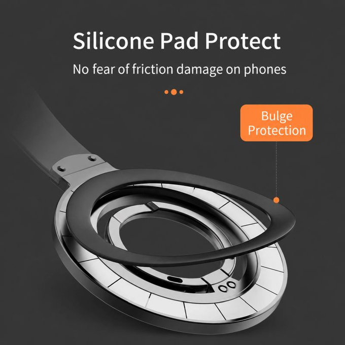 Magnetic phone holder with lanyard, black-orange