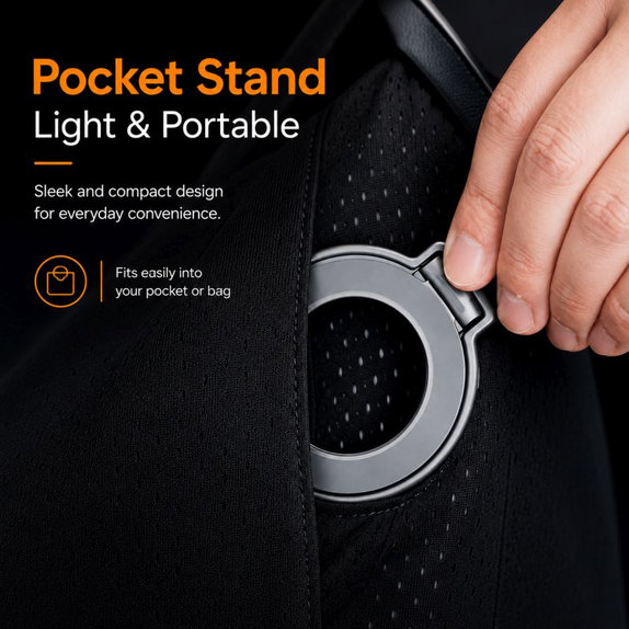 Foldable magnetic phone ring holder, silver