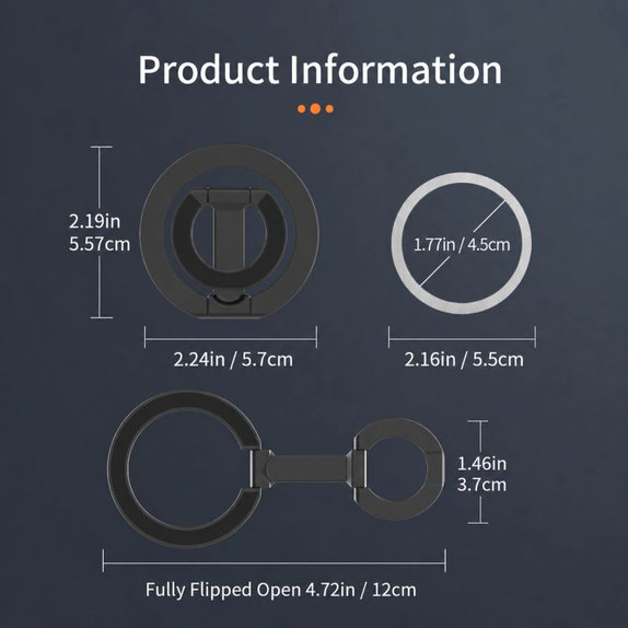 Double-sided foldable magnetic holder for MagSafe, black