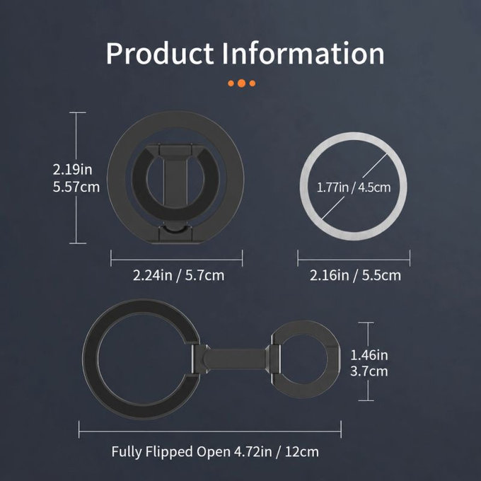 Double-sided foldable magnetic holder for MagSafe, black