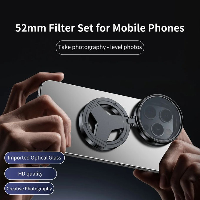 CPL polarizing filter 52mm with magnetic holder for smartphone