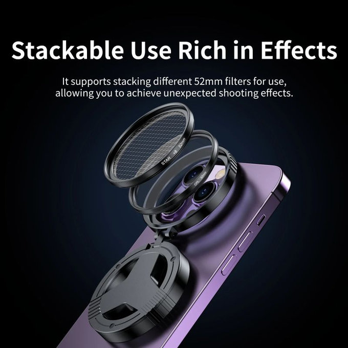 CPL polarizing filter 52mm with magnetic holder for smartphone