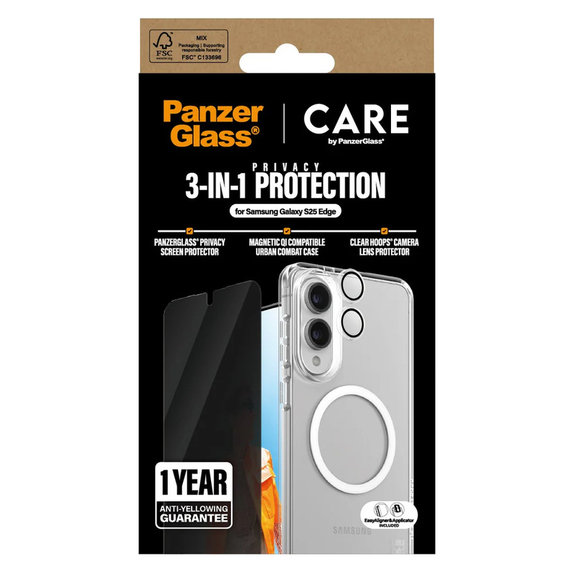 Bundle 3-in-1 Privacy for Samsung Galaxy S25 Edge, PanzerGlass