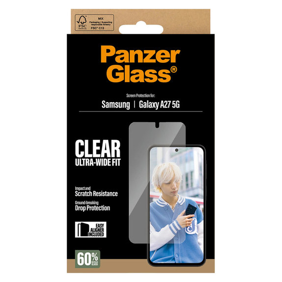 Tempered Glass UWF with Applicator for Samsung Galaxy A27, Clear, PanzerGlass