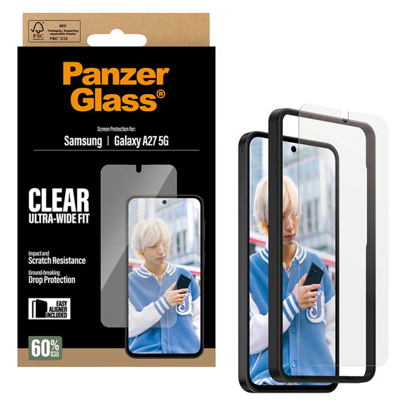Tempered Glass UWF with Applicator for Samsung Galaxy A27, Clear, PanzerGlass