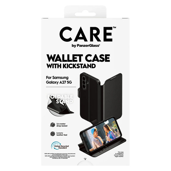 Case Wallet Kickstand for Samsung Galaxy A27, Black, PanzerGlass