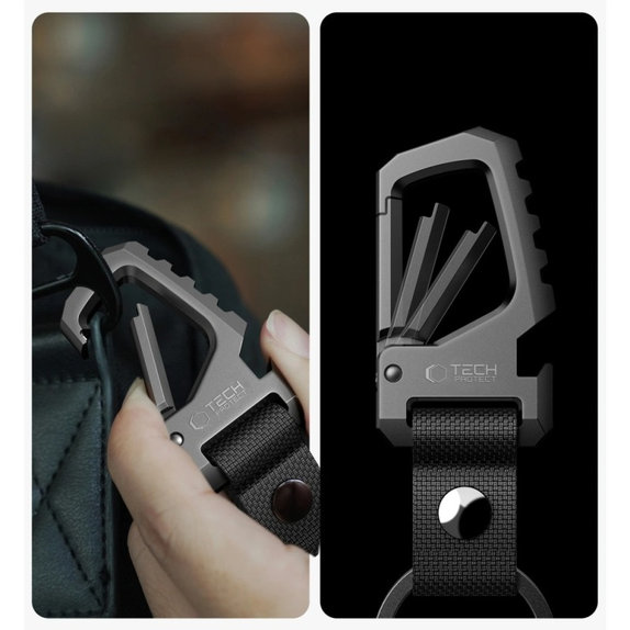 Keychain Slidelock Carabiner Keychain, Gunmetal, Tech-Protect