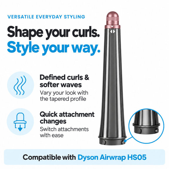 Conical Curling Barrel for Dyson Airwrap HS05, Ceramic Pink / Rose Gold