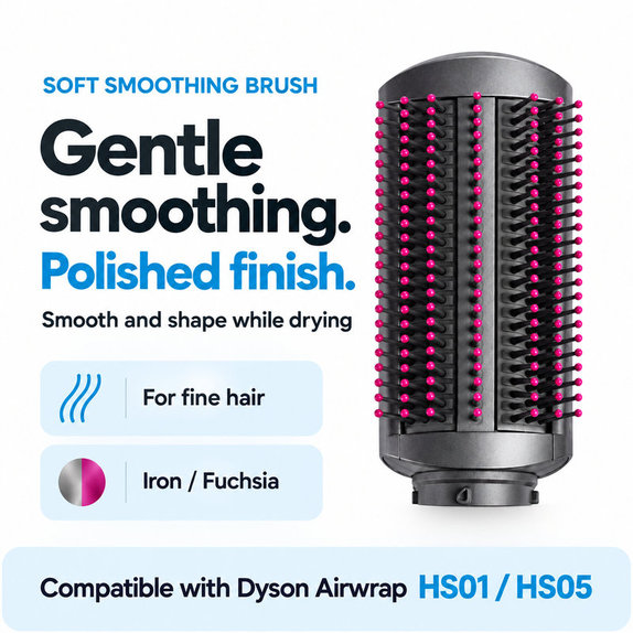 Soft Smoothing Brush for Dyson Airwrap HS01, HS05, Iron / Fuchsia