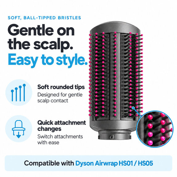 Soft Smoothing Brush for Dyson Airwrap HS01, HS05, Iron / Fuchsia