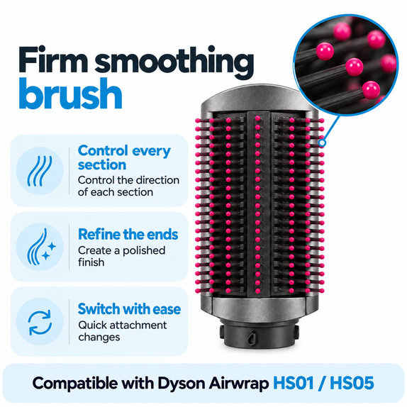 Firm Smoothing Brush for Dyson Airwrap HS01, HS05, Iron / Fuchsia