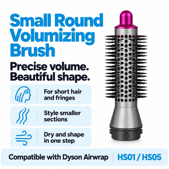Small Round Volumizing Brush for Dyson Airwrap HS01, HS05, Iron / Fuchsia