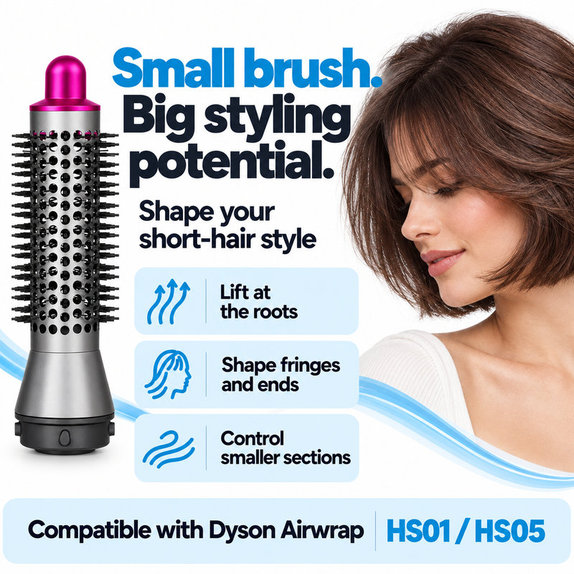 Small Round Volumizing Brush for Dyson Airwrap HS01, HS05, Iron / Fuchsia