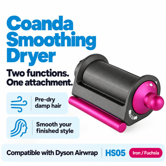 Coanda Smoothing Dryer for Dyson Airwrap HS05, Iron / Fuchsia