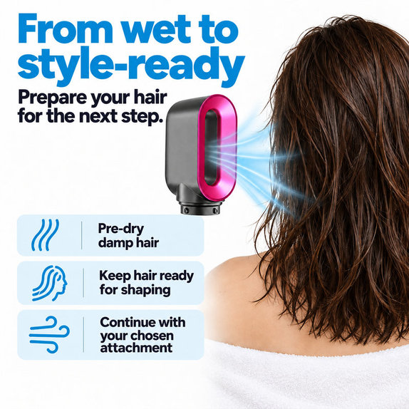 Fast Dryer Attachment for Dyson Airwrap HS01, HS05, Iron / Fuchsia