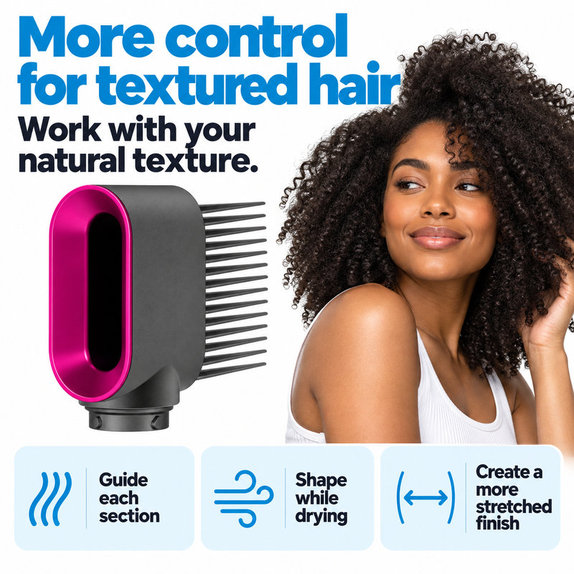 Wide-Tooth Comb for Dyson Airwrap HS01, HS05, Iron / Fuchsia