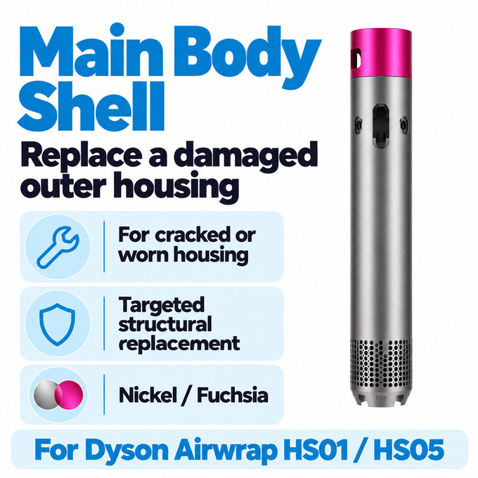 Main Body Shell for Dyson Airwrap HS01, HS05, Nickel / Fuchsia
