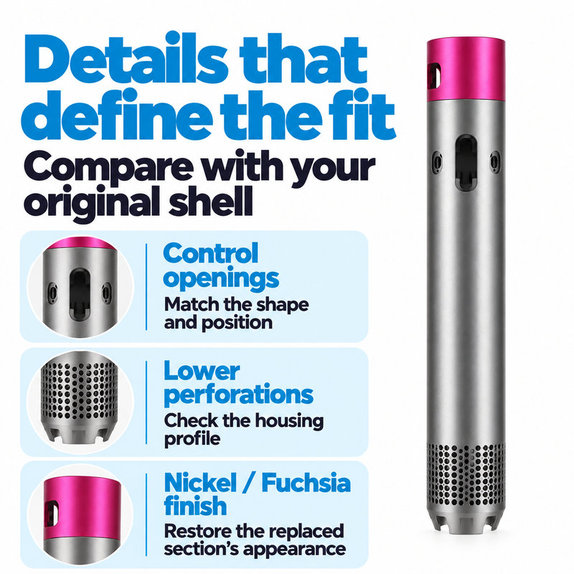 Main Body Shell for Dyson Airwrap HS01, HS05, Nickel / Fuchsia